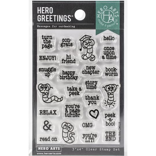 Hero Arts Bookworm Messages Clear Stamps